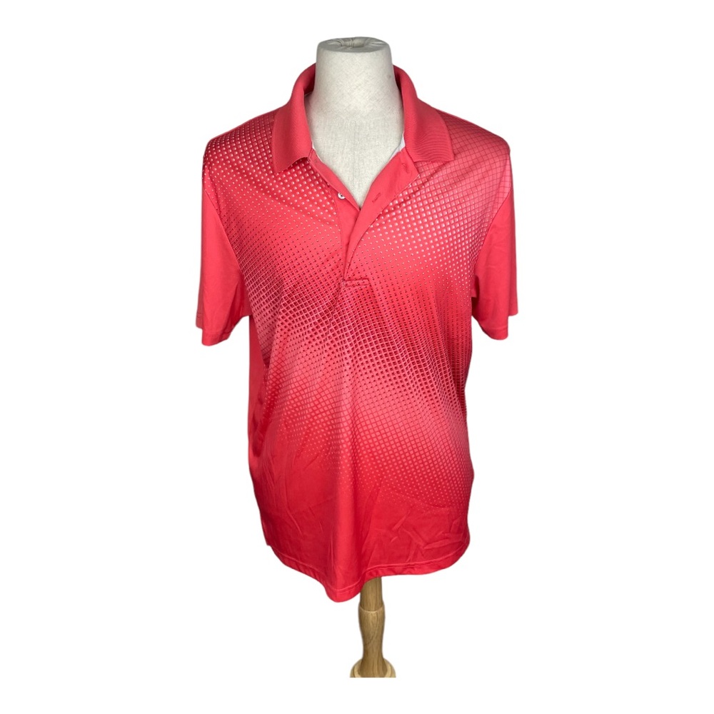 Men's PGA Pro Series Shirt Coral Short Sleeve Polo Athletic‎ Fit Size XL
